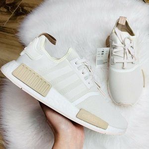 adidas NMD R1 Chalk White Beige Cream Nude Women's Size 9.5 FW6432